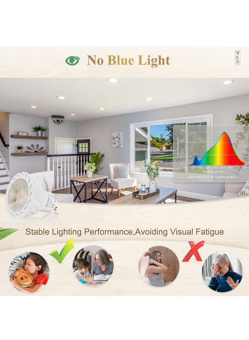 Eye-Protected GU10 LED Bulb, 6 Pack GU10 Bulb Replacement for Recessed Track Lighting, 400LM and 5000K Daylight White, 6W Spotlight Bulb for Office, Kitchen, Living Room, Bedroom - Image 3